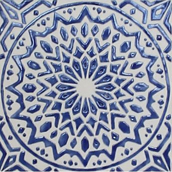 Large blue and white Moroccan tiles bathroom (1 tile) | Tiles by GVEGA