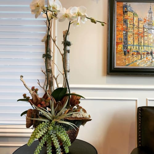 White Birch Phalaenopsis Arrangement | Floral Arrangements by Fleurina Designs
