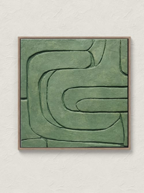 Green Wabi sabi 3d textured art | Paintings by Serge Bereziak