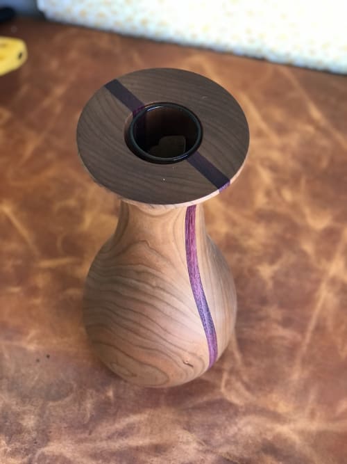 Vase in Cherry and Purple Heart | Vases & Vessels by Patton Drive Woodworking