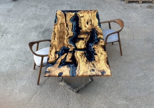 Custom Live Edge Epoxy Resin Table Top | Dining Table in Tables by Gül Natural Furniture