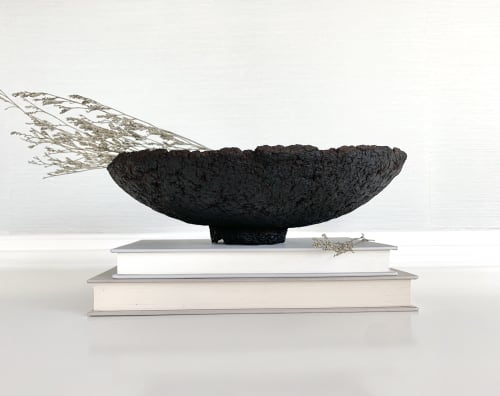 Bean Soot Decorative Bowl Paper Mache Material | Decorative Objects by TM Olson Collection