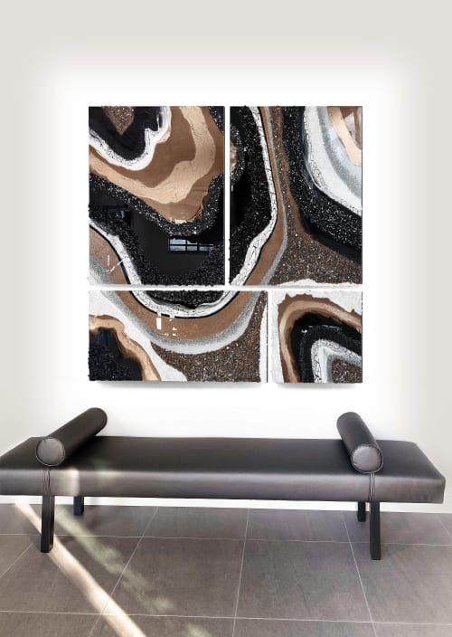 Black And Bronze Agate | Mixed Media by Alyson Storms