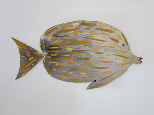 "Betty" Swimming fish. Sheet metal and acrylic paint. | Sculptures by Don Kenworthy