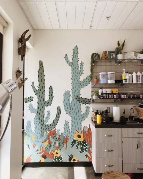 Desert Mural for Amberly Colina Salon | Murals by The Small Creative | Sola Salon Studios in Savannah