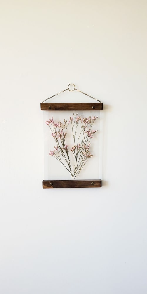 Light Pink pressed flower art frame, earthy dry flower art | Decorative Objects by Studio Wildflower