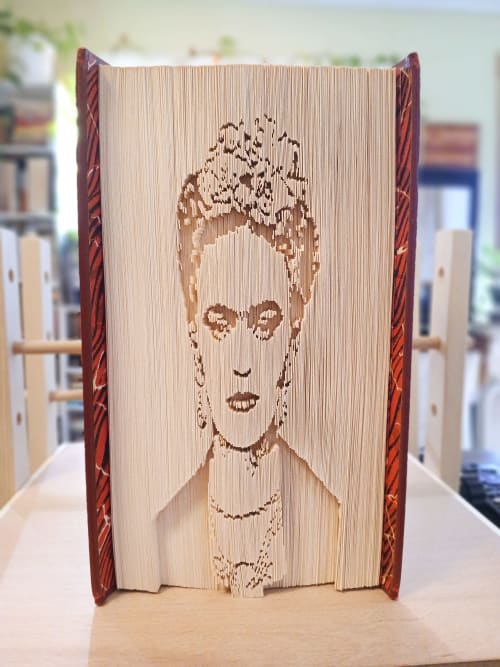 Frida Kahlo Folded Book Sculpture, One of a Kind! | Sculptures by Q Wollock