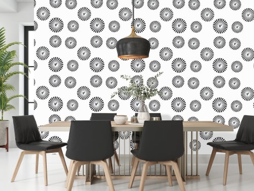 Star Hen | Black On White | Wallpaper in Wall Treatments by Weirdoh Birds