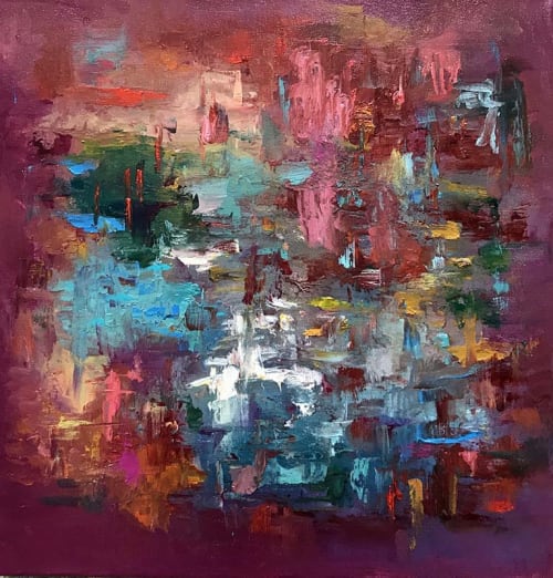 Muddled Berries Abstract by Red * Oil * 18” x 18” * | Oil And Acrylic Painting in Paintings by Strokes by Red - Red (Linda Harrison)