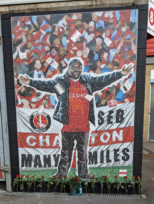 Seb Lewis Charlton Athletic Super Fan Memorial Mosaic | Public Mosaics by Paul Siggins - The Mosaic Studio | Charlton Athletic FC in London