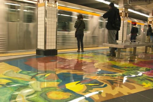 Walking On Sunshine Permanent Public Art Installation | Street Murals by Margery Amdur | Spring Garden Station in Philadelphia