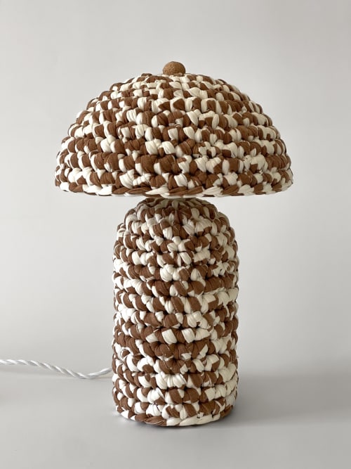 The Knitty Table Lamp in Brown and White Flecked | Lamps by Meg Morrison