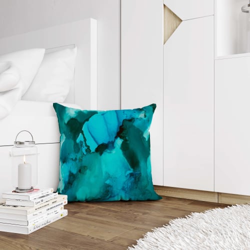 Aquamarine Moonstone Pillow Cover "Moonstone Collection" | Pillows by MELISSA RENEE fieryfordeepblue  Art & Design