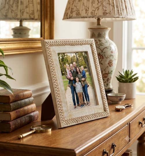 The Vintage Lace Inlay Photo Frame | Decorative Frame in Decorative Objects by Famous Art Group Of Industries