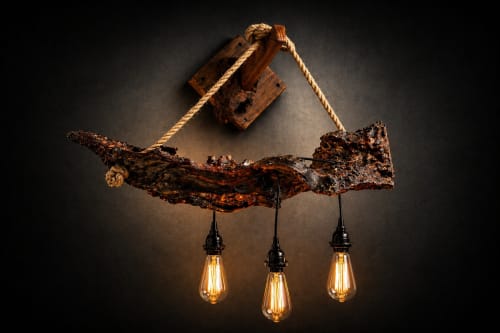 Live Edge Redwood Burl Pendant Light with Edison Bulbs | Pendants by DapperwoodSF