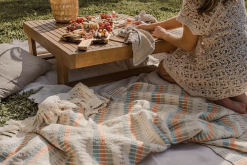 Small Lulo Orange + Feijoa Green Throw | Linens & Bedding by ZUAHAZA