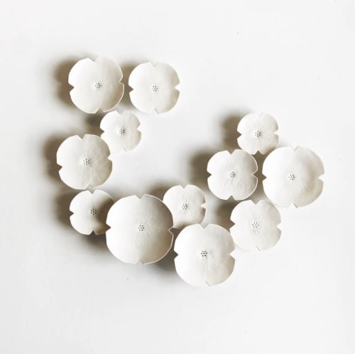 Extra Large wall art set - 12 Graces porcelain artwork | Wall Sculpture in Wall Hangings by Elizabeth Prince Ceramics