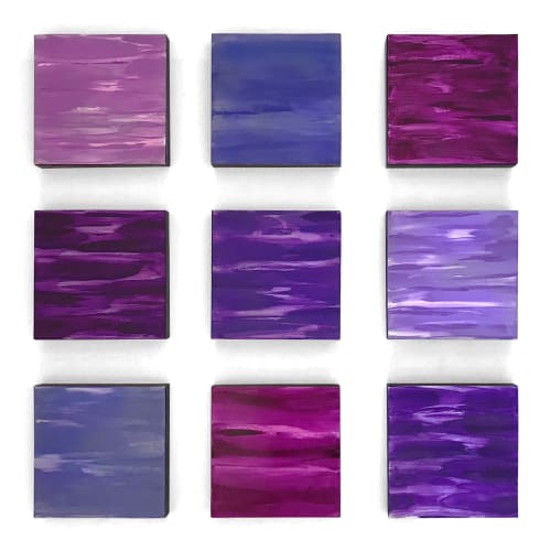 Wall of Color, Purples, 9 panels, by Paula Gibbs | Oil And Acrylic Painting in Paintings by Paula Gibbs | Tucson in Tucson