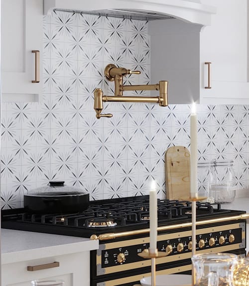 Tile Club White Sparkle Waterjet Marble Mosaic Tile | Tiles by Tile Club