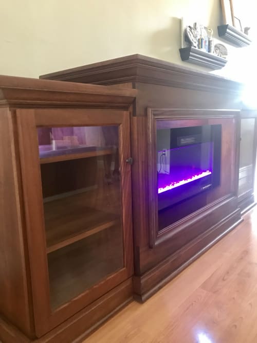 Entertainment Center with LED Fireplace | Furniture by Wolfkill Woodwork