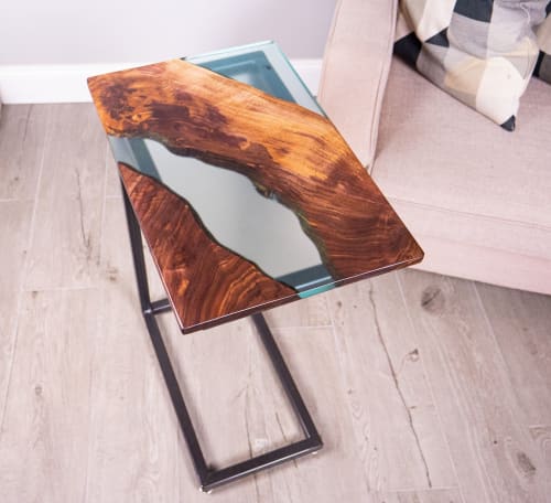Walnut C Table || Laptop Table || Sofa Table | Side Table in Tables by Woodland Steelworks