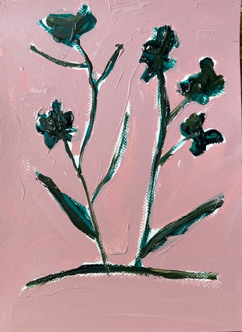 Dusty Pink Botanical I | Oil And Acrylic Painting in Paintings by Erin Donahue Tice Fine Art