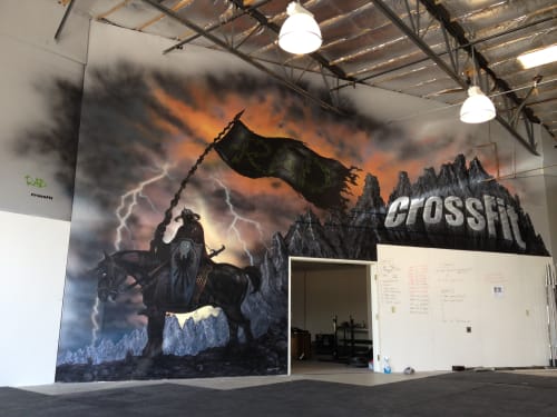 CrossFit Warrior Mural  (Frank Frizetta /Death Dealer art inspiration) | Murals by Christie Marie E. Russell