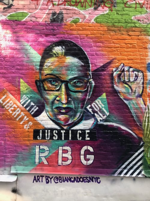 Ruther Bader Ginsburg Mural | Street Murals by Bianca Romero | First Street Green Cultural Park in New York