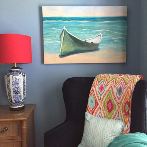 Small boat on the beach | Paintings by Diane Larson Fine Art
