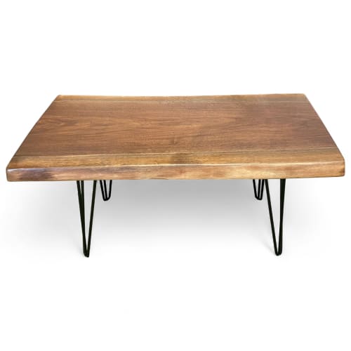 Live Edge Black Walnut Coffee Table with Steel Hairpin Legs | Tables by Carlberg Design