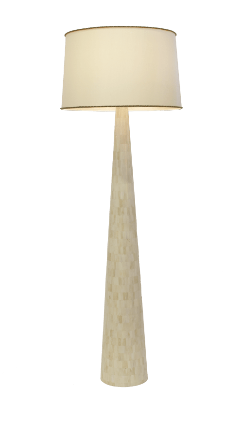 Tall Conical Floor Lamp in Bone Marquetry, Nima | Lamps by FARRAGO DESIGN INC