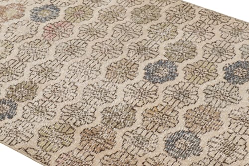 Vintage Zeki Múren Runner in Beige with Colorful Floral | Area Rug in Rugs by Rug and Kilim