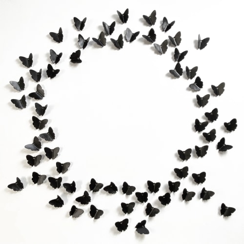 Large black ceramic butterfly wall sculpture artwork | Sculptures by Elizabeth Prince Ceramics