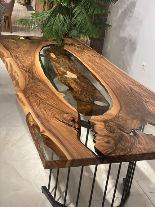 Special Ultra Transparent Epoxy Resin Walnut Table | Tables by Gül Natural Furniture