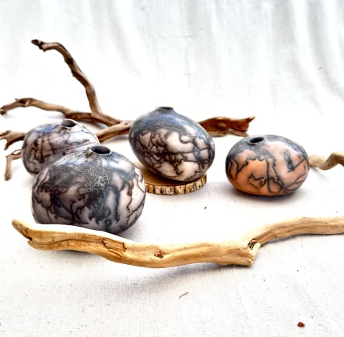 Horse hair zen ceramic stone vases | Sculptures by Elena Miller