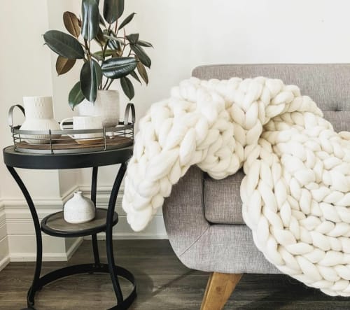 40"×60" Merino Wool blanket | Linens & Bedding by Knit Like A Boss