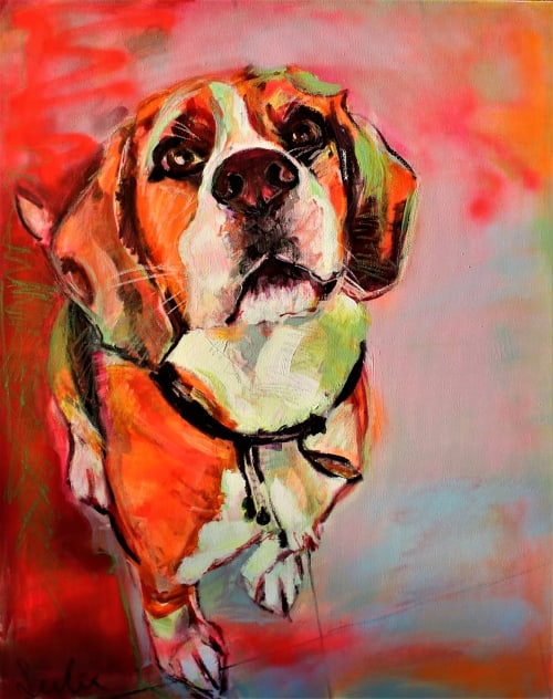 Beagle portret | Paintings by Liesbeth Serlie