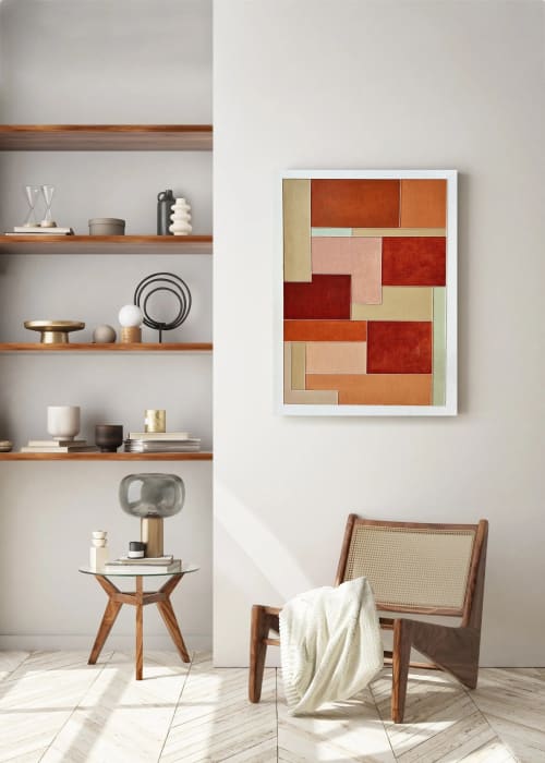 Bojagi No. 1  I  Geometric Abstract Mixed Media Painting | Mixed Media by Ayse Sirin Budak