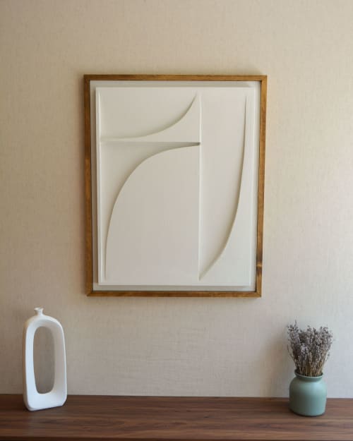 No. 107 Japandi Plaster Wall Relief - Scandinavian Decor | Wall Sculpture in Wall Hangings by Joseph A