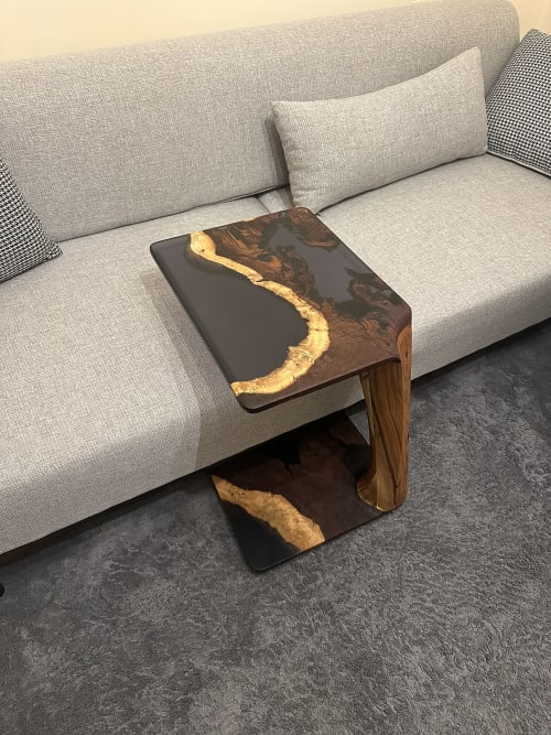 Epoxy Resin C Shape Coffee Table For Couch - Sofa Coffee Tab | Tables by Tinella Wood