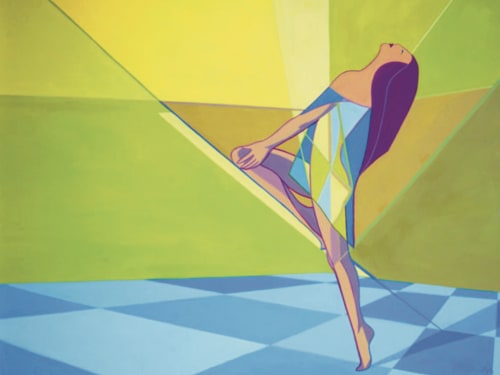 Stylized Figure of Woman in balance painting | Paintings by Judy Mayer-Grieve