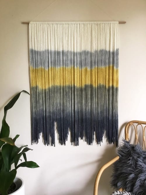 DAYBREAK Grey Ombré Textile Wall Hanging, Custom Fiber Art | Macrame Wall Hanging in Wall Hangings by Wallflowers Hanging Art