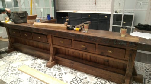 Commercial Counter Installation — Cafe Patoro, Manhattan, NY | Tables by Paul's Green Barn | Café Patoro in New York