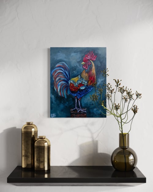 Original Rooster Painting | Decorative Objects by Emily Newman Fine Art