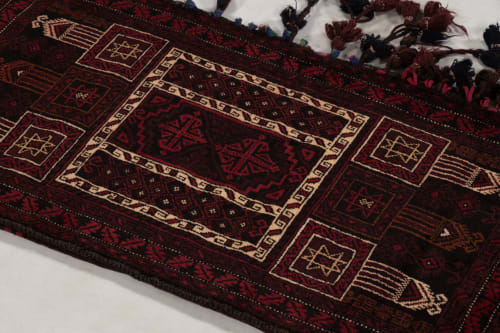 Antique Saddle Bag Tribal Kilim with Burgundy Geometric | Rugs by Rug and Kilim