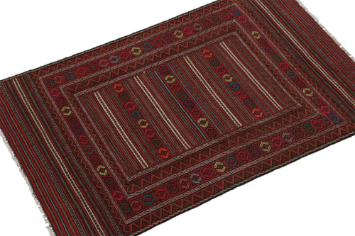 Vintage Baluch Kilim Rug in Red with Stripes and Tribal | Rugs by Rug and Kilim