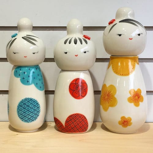 Kokeshi-Inspired Ceramic Dolls in Porcelain | Sculptures by Jennifer Fujimoto | Saltstone Ceramics in Seattle
