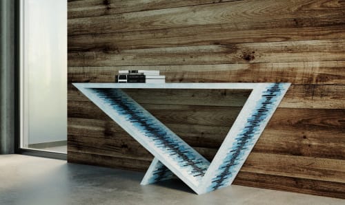 Time/Space Portal Console- Ombre 4 - Glass Mosaic Tile | Tables by Neal Aronowitz