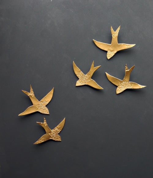 Swallows  - Moroccan Inspired Design Set of 5 | Wall Sculpture in Wall Hangings by Elizabeth Prince Ceramics