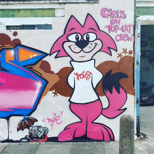 The Girls On Top-Cat | Street Murals by Pixie London